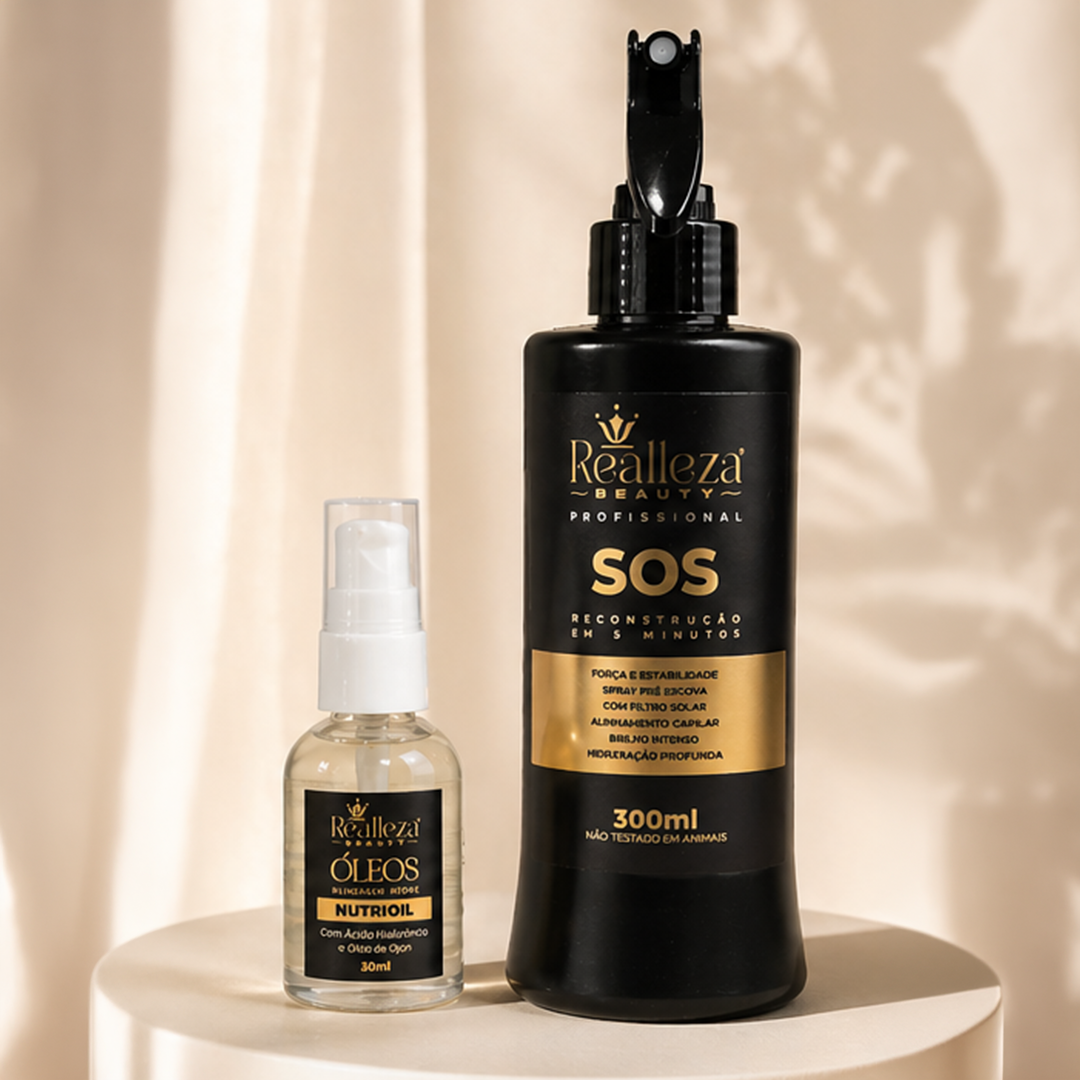 Kit Finalizadores Capilares Femininos SOS Protetor Térmico + Óleo de Pontas Blindagem Nobre – Realleza Beauty