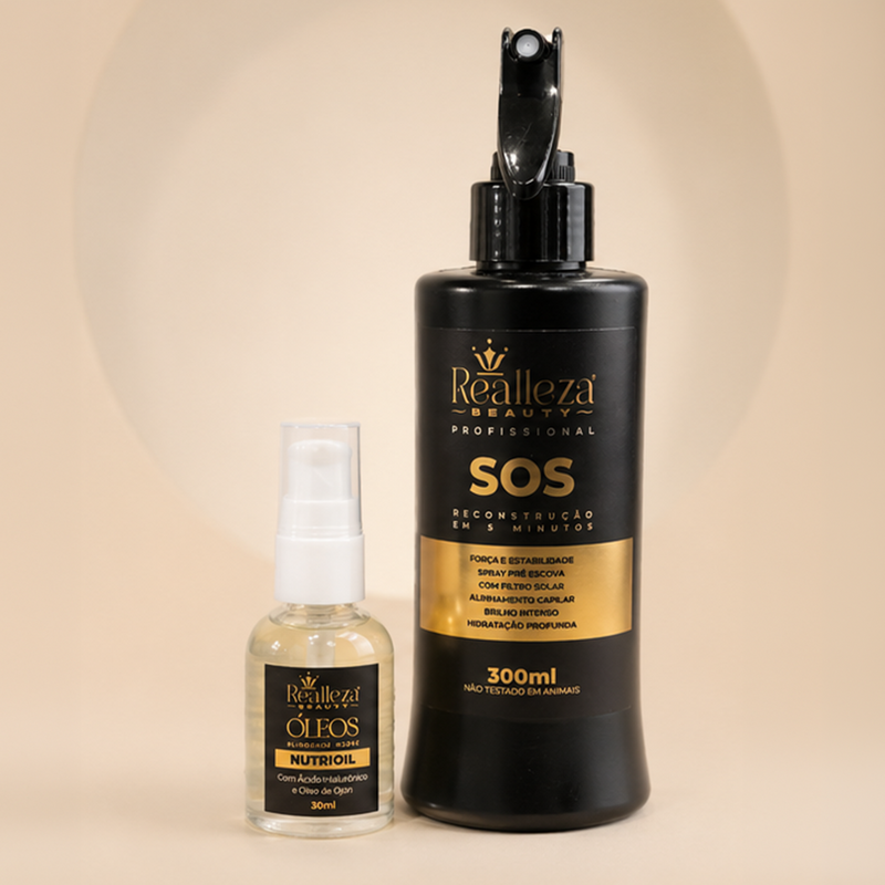 Kit Finalizadores Capilares Femininos SOS Protetor Térmico + Óleo de Pontas Blindagem Nobre – Realleza Beauty