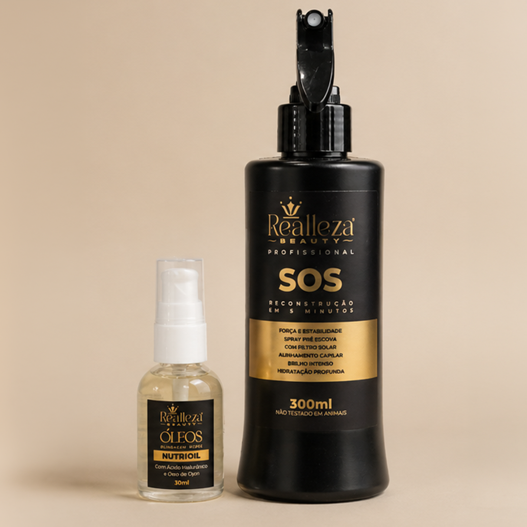 Kit Finalizadores Capilares Femininos SOS Protetor Térmico + Óleo de Pontas Blindagem Nobre – Realleza Beauty