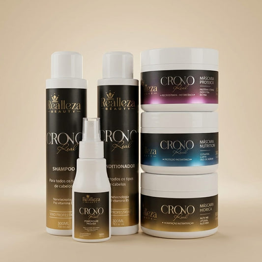 Kit Cronograma Capilar Crono Real Completo para Hidratação, Nutrição e Reconstrução – Realleza Beauty
